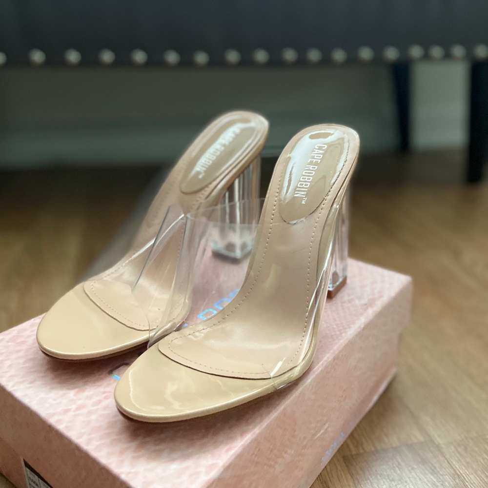 Clear mule heel